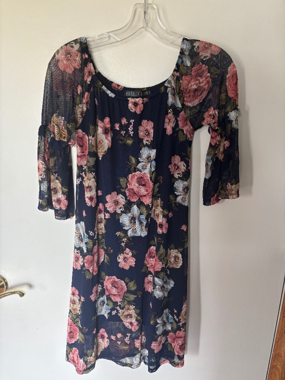 Navy and Pink Floral Dress